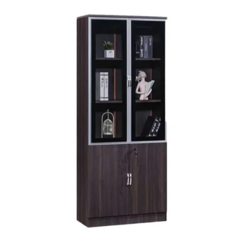 glass-display-cabinet-front-natural-8k.jpg 2 Door Wooden Cabinet with Glass Display - Premium Storage Furniture | Kenya Delivery | KES 25,500