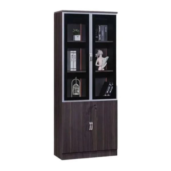 glass-display-cabinet-front-natural-8k.jpg 2 Door Wooden Cabinet with Glass Display - Premium Storage Furniture | Kenya Delivery | KES 25,500