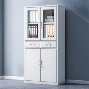 2-Door Metallic Filing Cabinet with Adjustable Shelves & Secure Locks – Office Storage Cupboard
