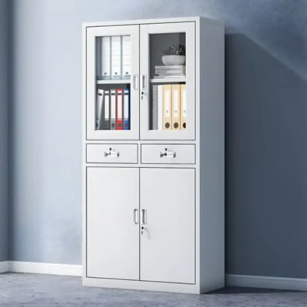 mobdeals-office-file-cabinet-sliver.webp 2-Door Metallic Filing Cabinet with Adjustable Shelves & Secure Locks β Office Storage Cupboard